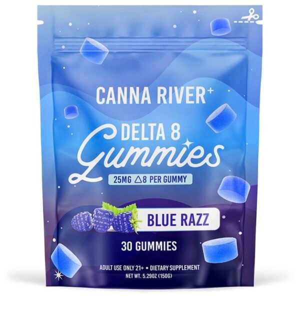 DELTA 8 THC GUMMIES – BLUE RAZZ – CANNA RIVER