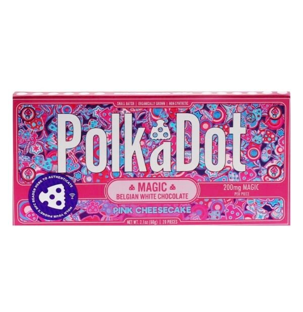 Pink Cheesecake PolkaDot Magic Mushroom Belgian White Chocolate 200mg Magic Per Piece