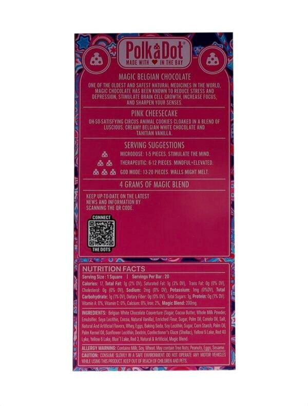 Pink Cheesecake PolkaDot Magic Mushroom Belgian White Chocolate 200mg Magic Per Piece - Image 2